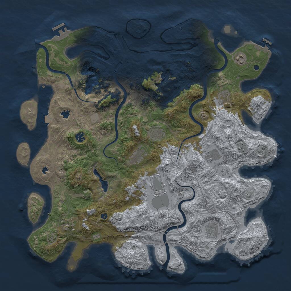 Rust Map: Procedural Map, Size: 4500, Seed: 667754060, 16 Monuments