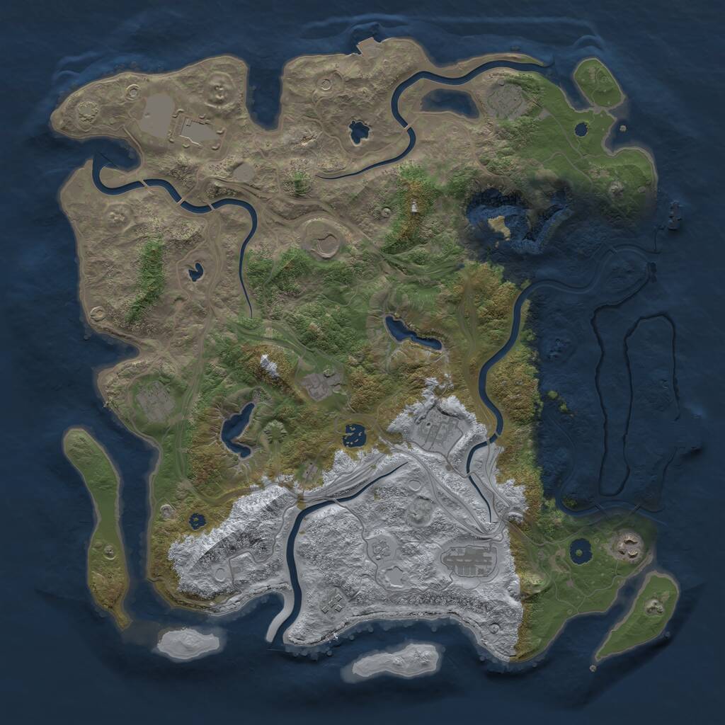 Rust Map: Procedural Map, Size: 4500, Seed: 474102696, 16 Monuments