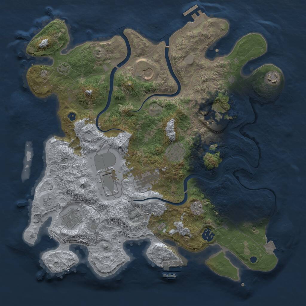 Rust Map: Procedural Map, Size: 3750, Seed: 176266586, 15 Monuments