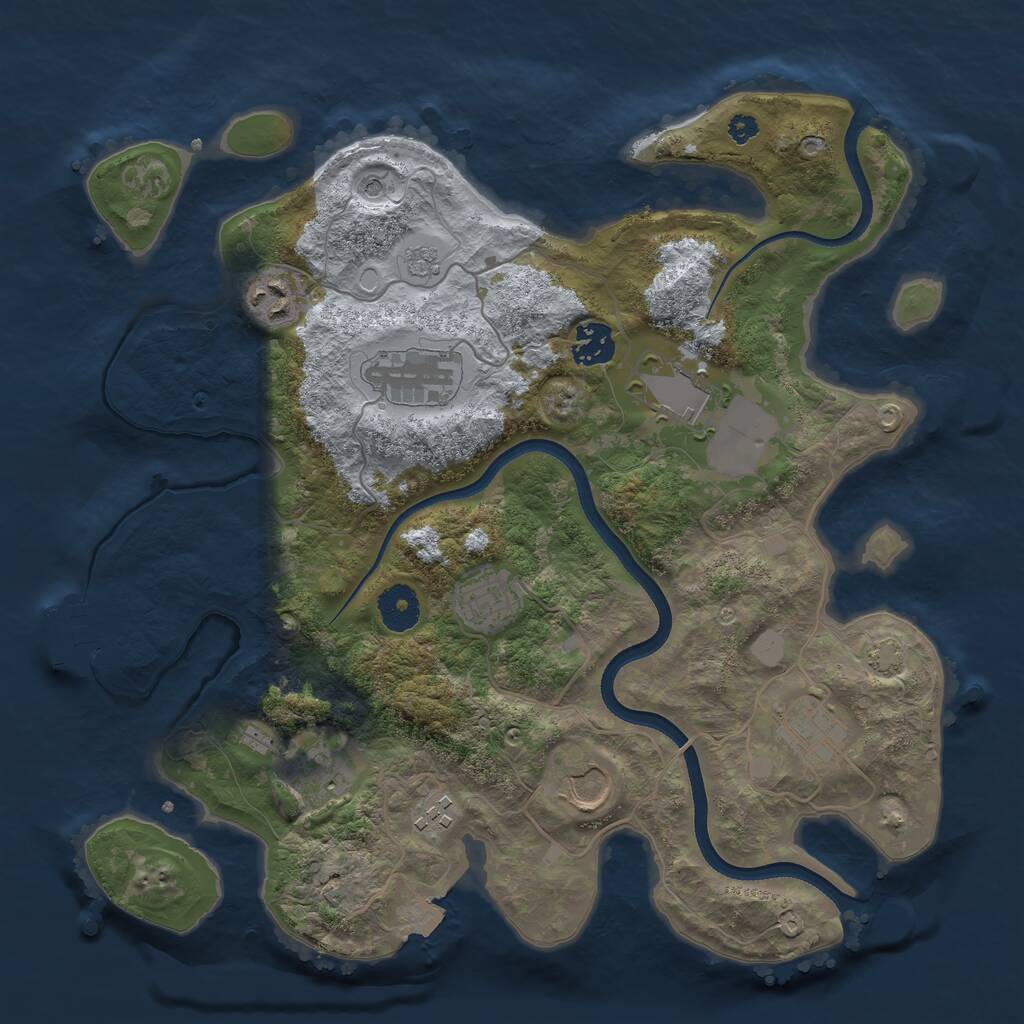Rust Map: Procedural Map, Size: 3500, Seed: 228886091, 14 Monuments