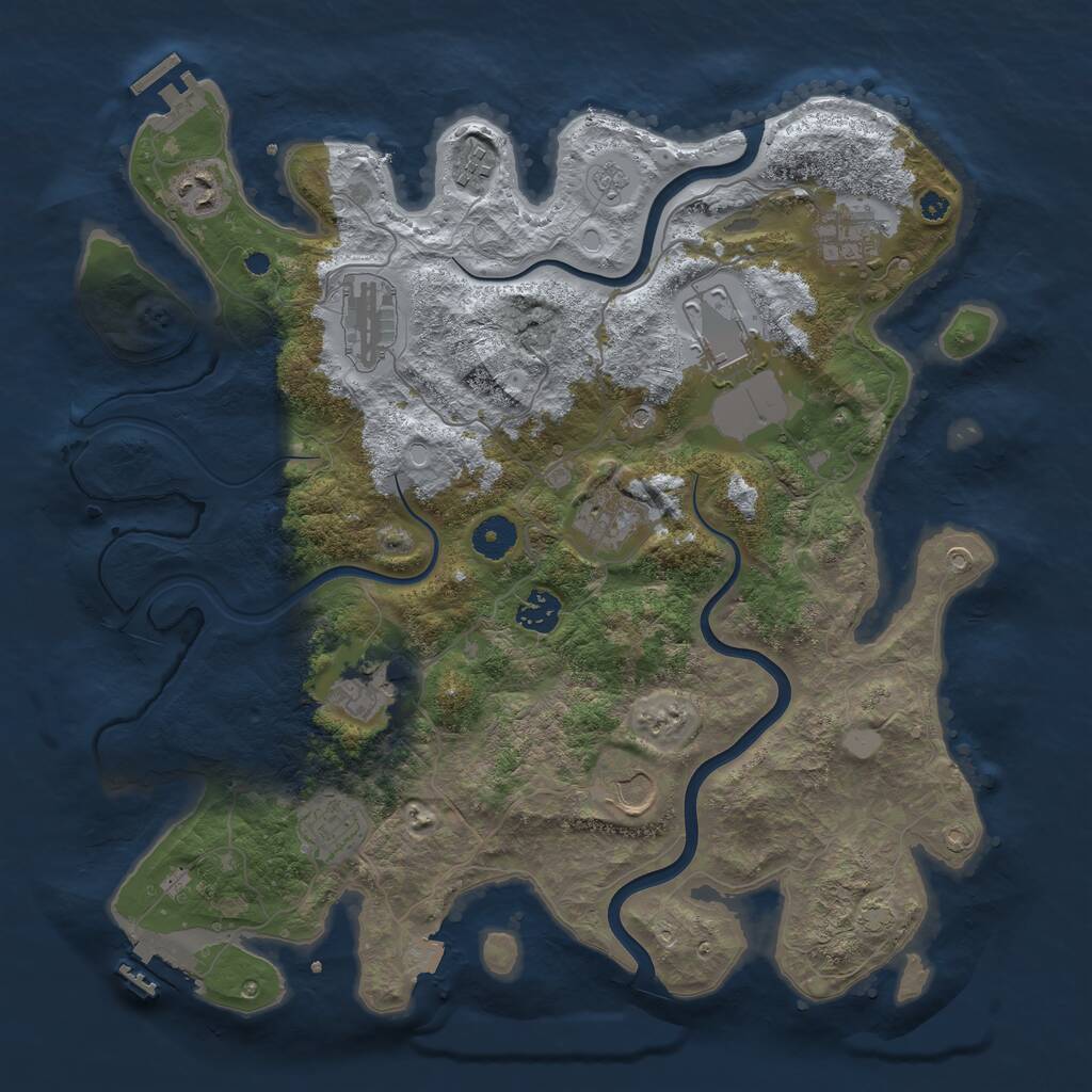 Rust Map: Procedural Map, Size: 3842, Seed: 893474979, 16 Monuments