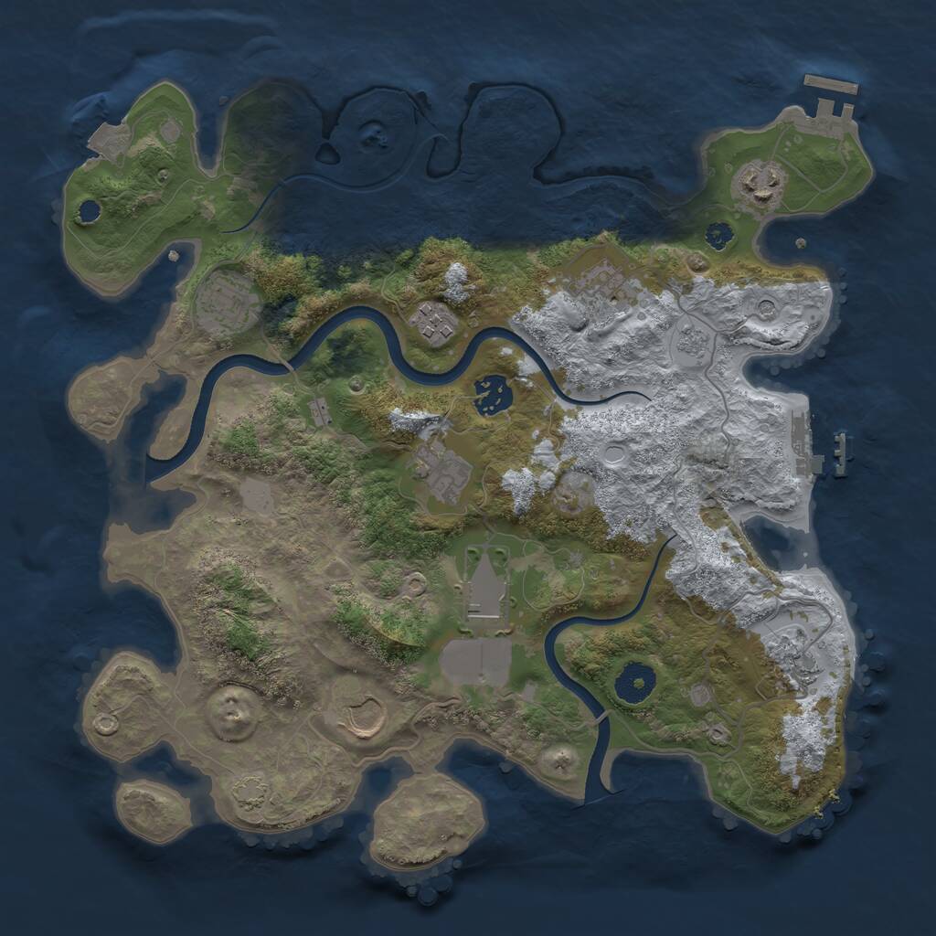 Rust Map: Procedural Map, Size: 3500, Seed: 568910282, 15 Monuments