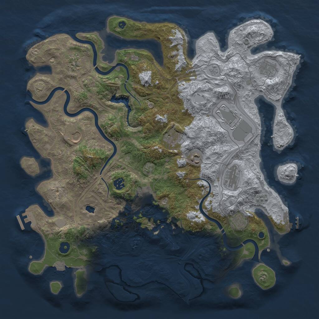 Rust Map: Procedural Map, Size: 4250, Seed: 1008026037, 17 Monuments