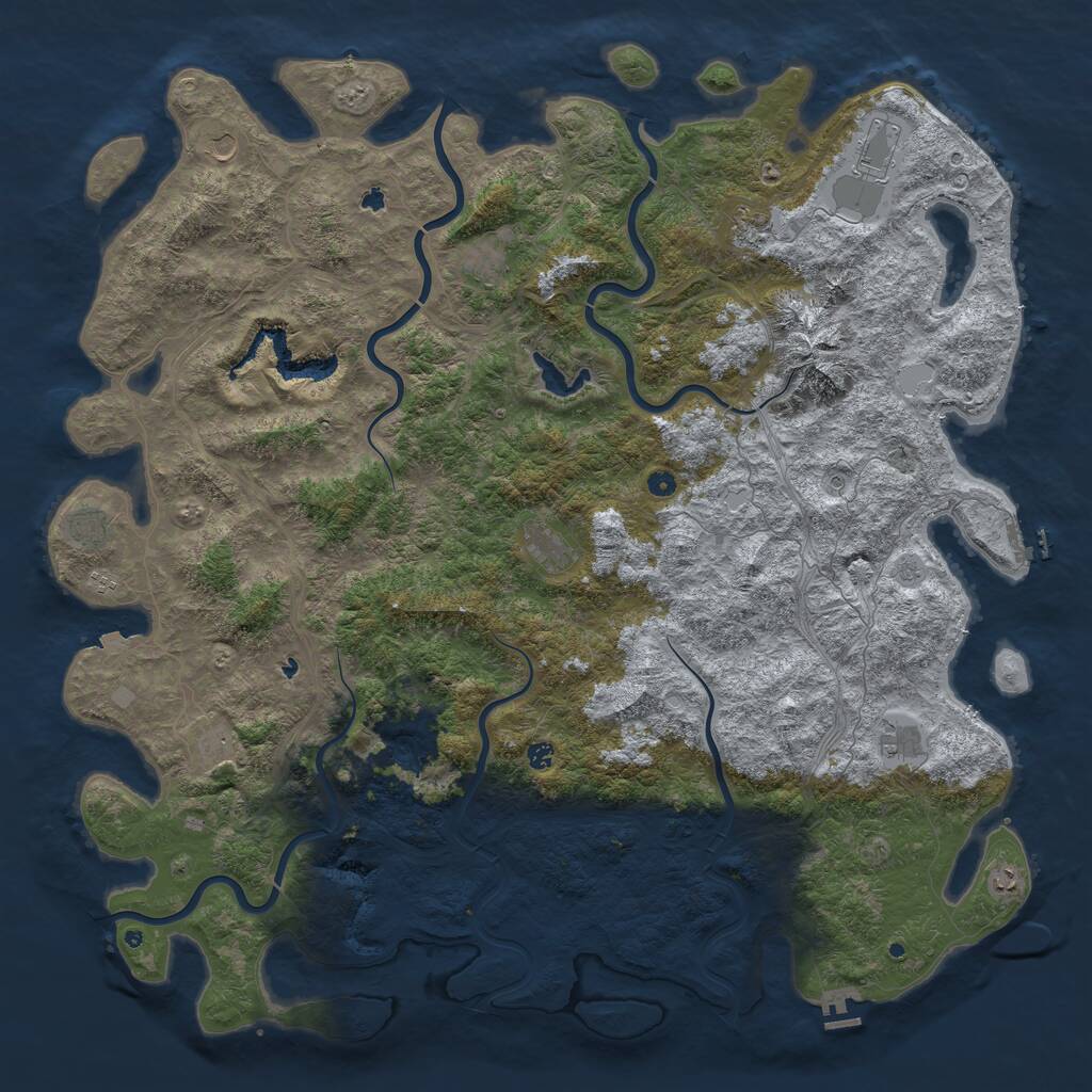 Rust Map: Procedural Map, Size: 6000, Seed: 73791, 17 Monuments