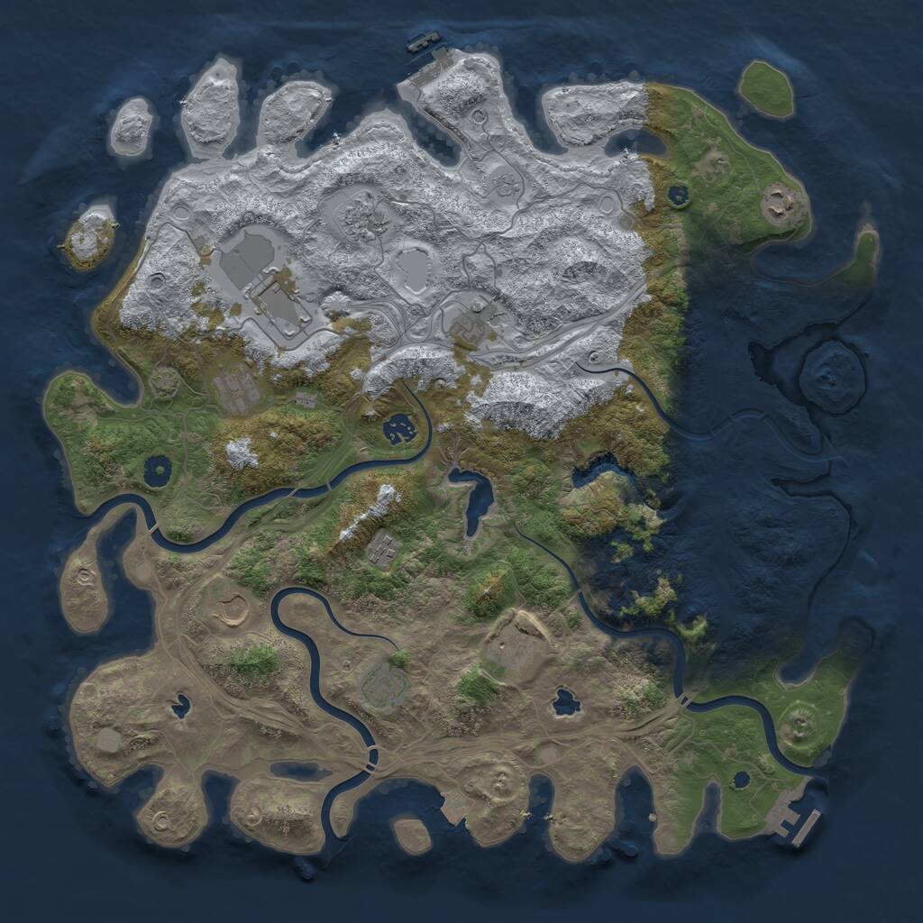Rust Map: Procedural Map, Size: 4500, Seed: 876229407, 16 Monuments