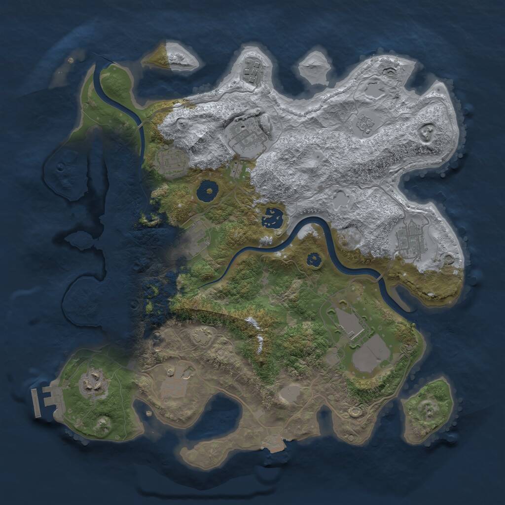 Rust Map: Procedural Map, Size: 3500, Seed: 908910475, 14 Monuments