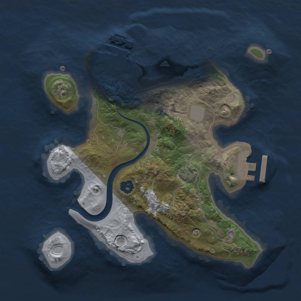 Rust Map: Procedural Map, Size: 2250, Seed: 1970873858, 4 Monuments