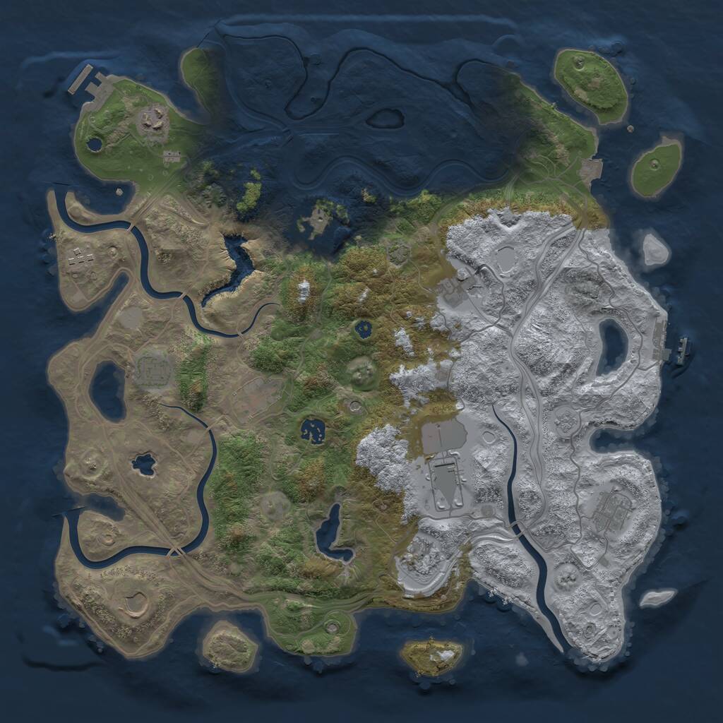 Rust Map: Procedural Map, Size: 4250, Seed: 130850457, 17 Monuments
