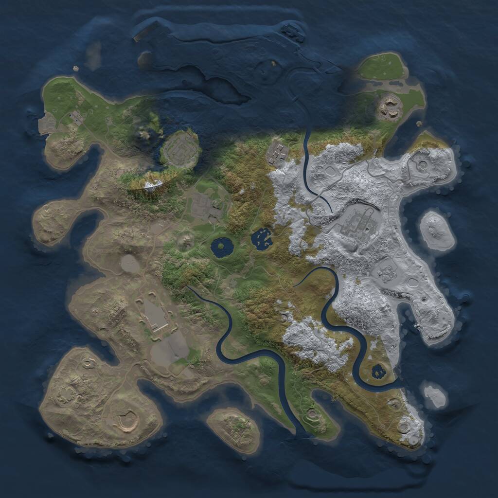 Rust Map: Procedural Map, Size: 3500, Seed: 1019242173, 14 Monuments