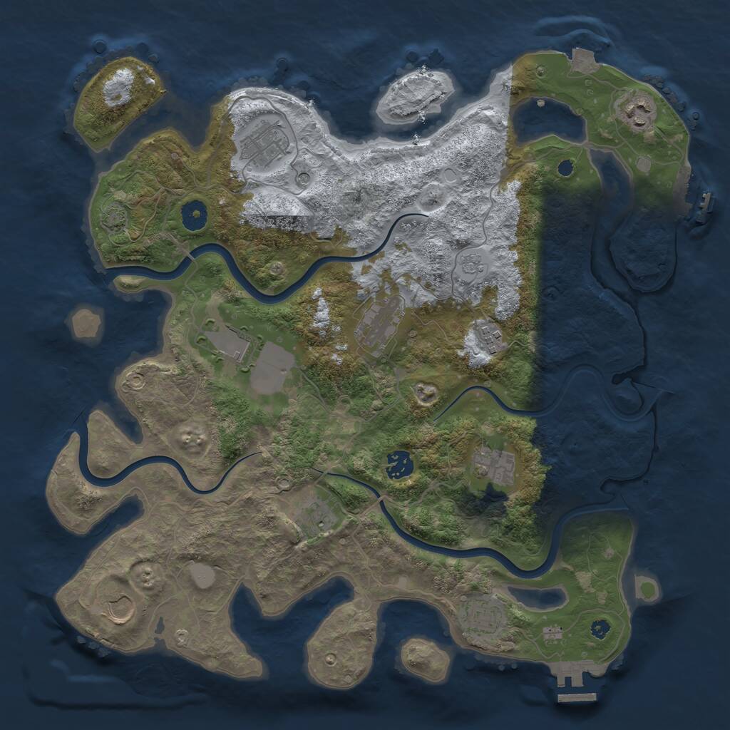 Rust Map: Procedural Map, Size: 3850, Seed: 650689573, 16 Monuments
