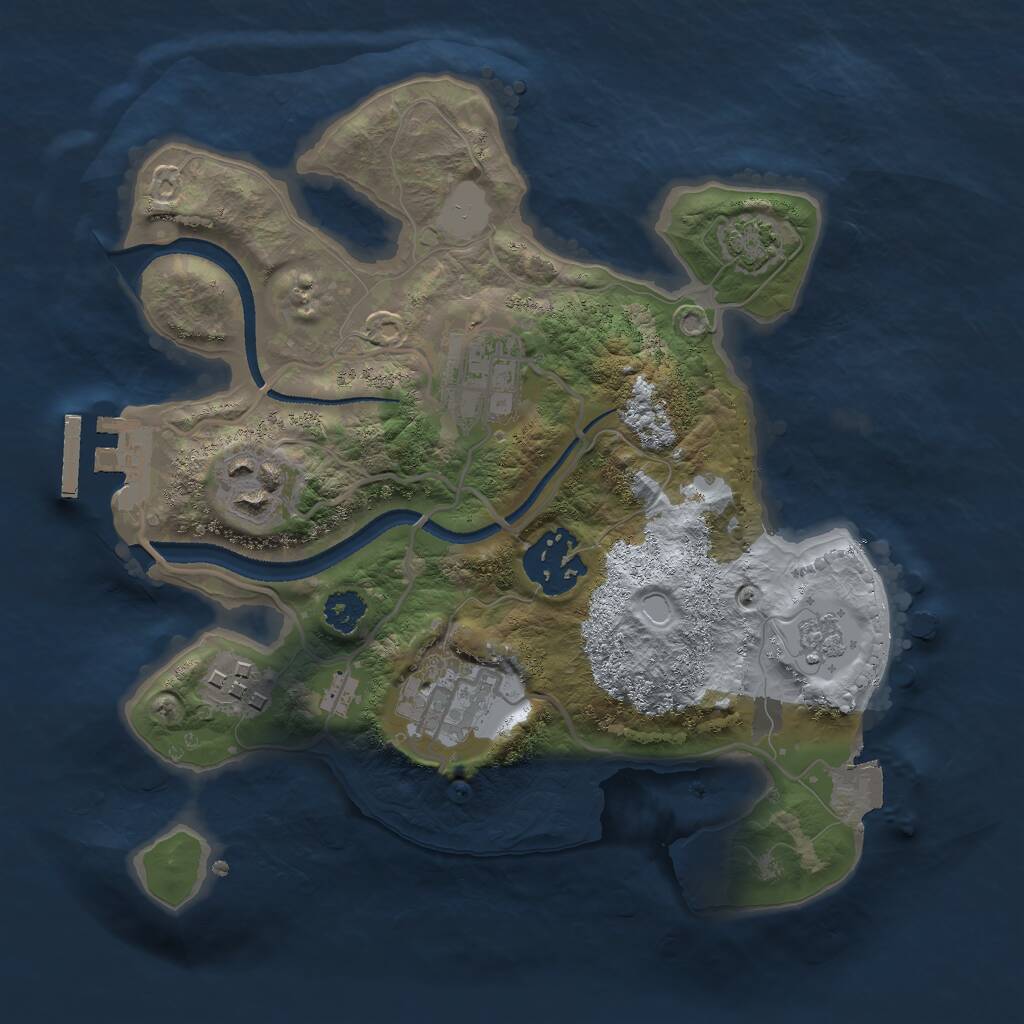 Rust Map: Procedural Map, Size: 2500, Seed: 1714220409, 9 Monuments