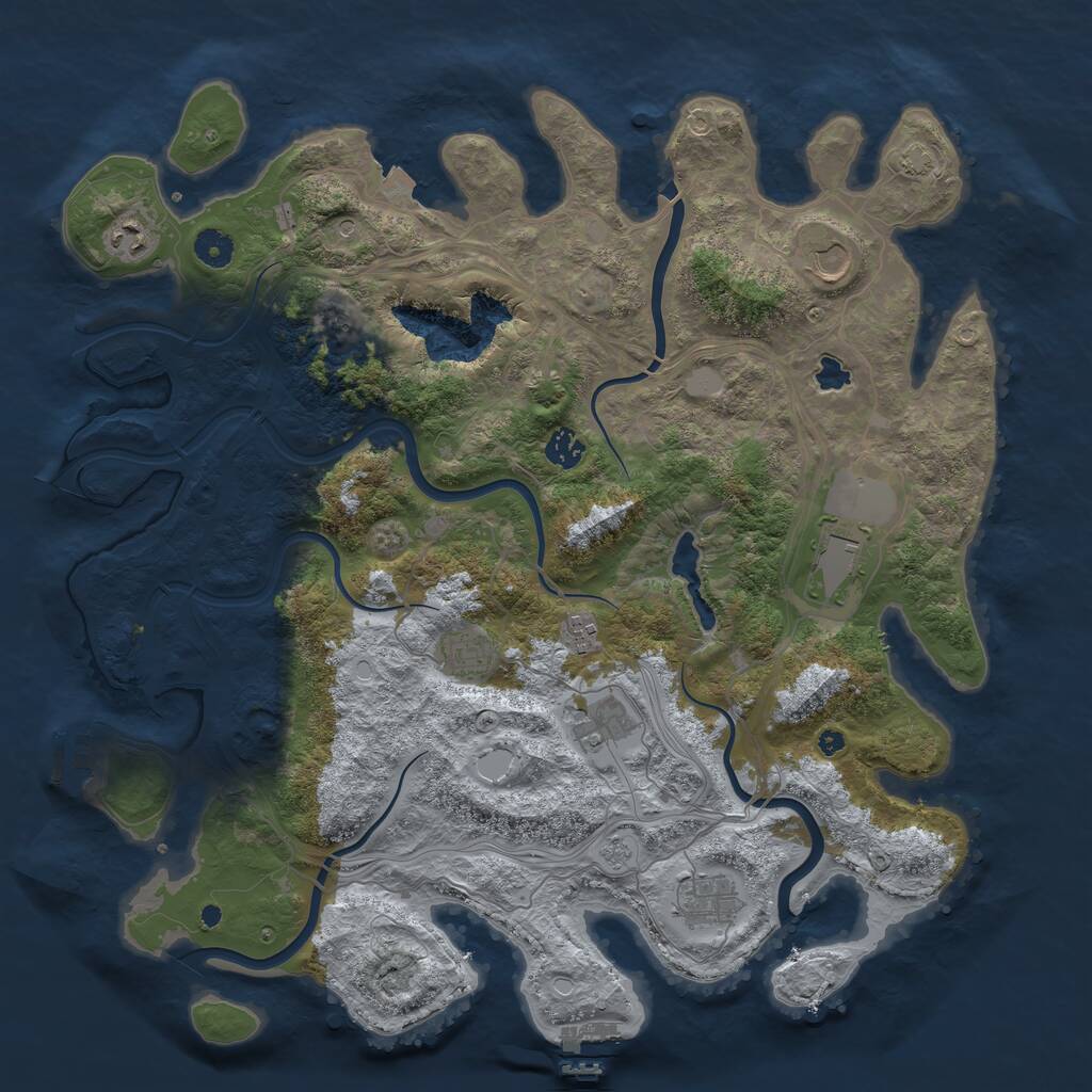 Rust Map: Procedural Map, Size: 4250, Seed: 23128378, 14 Monuments