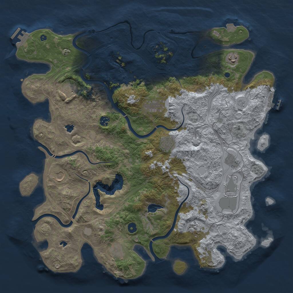 Rust Map: Procedural Map, Size: 4500, Seed: 1230192515, 17 Monuments