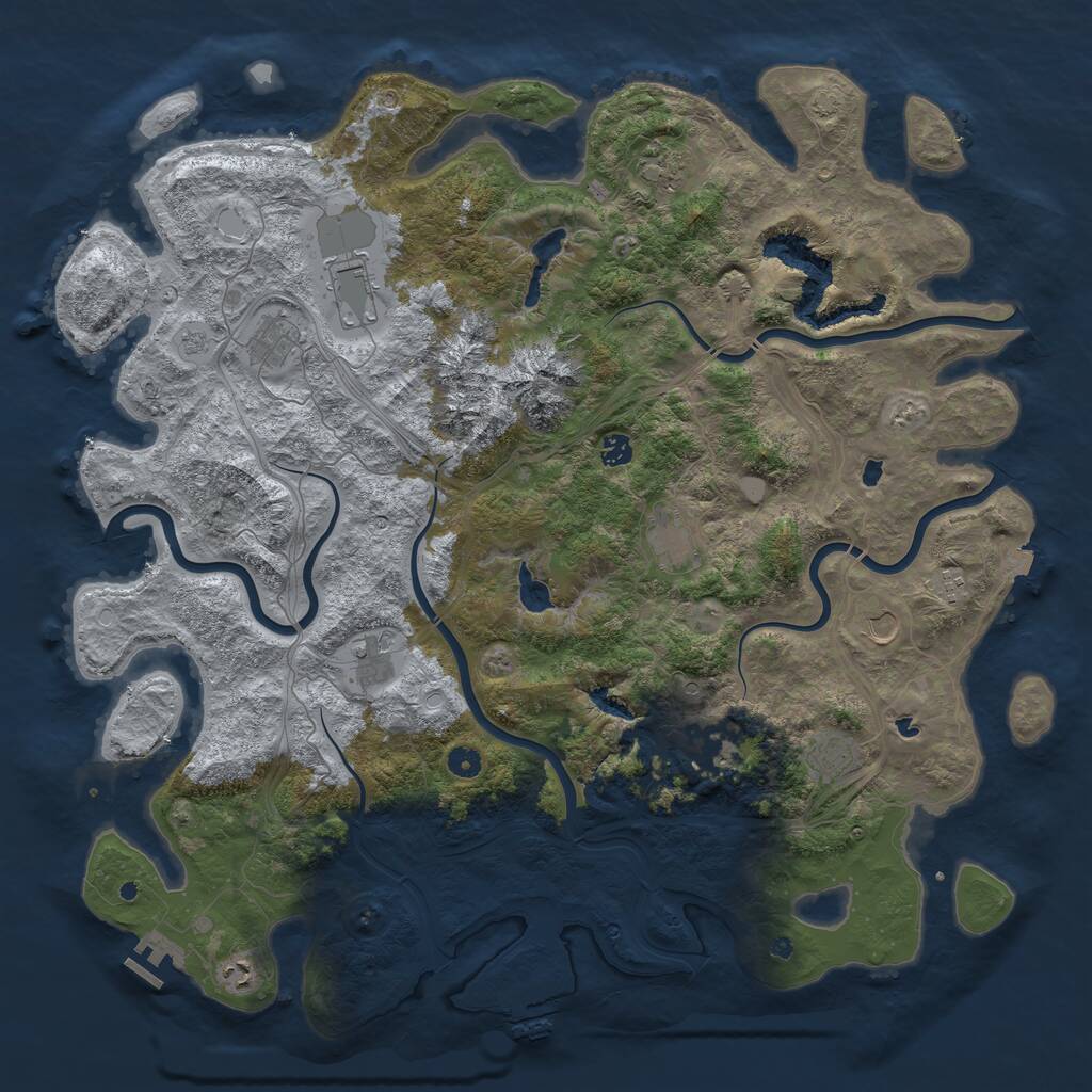 Rust Map: Procedural Map, Size: 5000, Seed: 1575046225, 17 Monuments