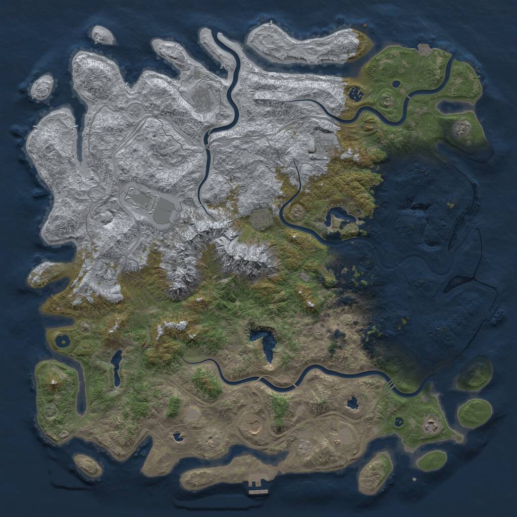 Rust Map: Procedural Map, Size: 5500, Seed: 712517816, 17 Monuments