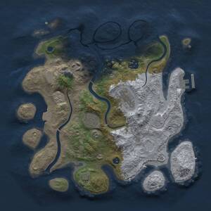 Thumbnail Rust Map: Procedural Map, Size: 3000, Seed: 42309572, 10 Monuments