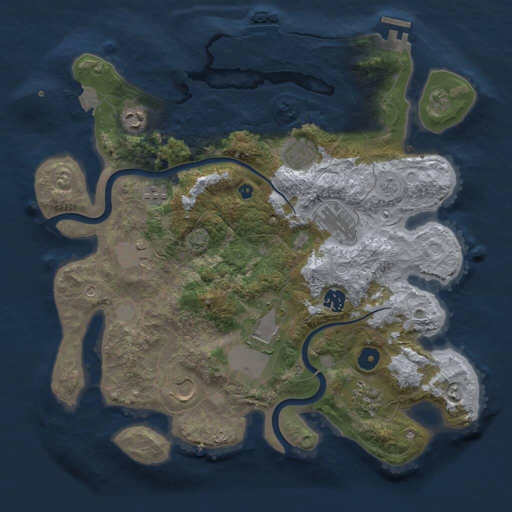 Rust Map: Procedural Map, Size: 3500, Seed: 1766534791, 15 Monuments