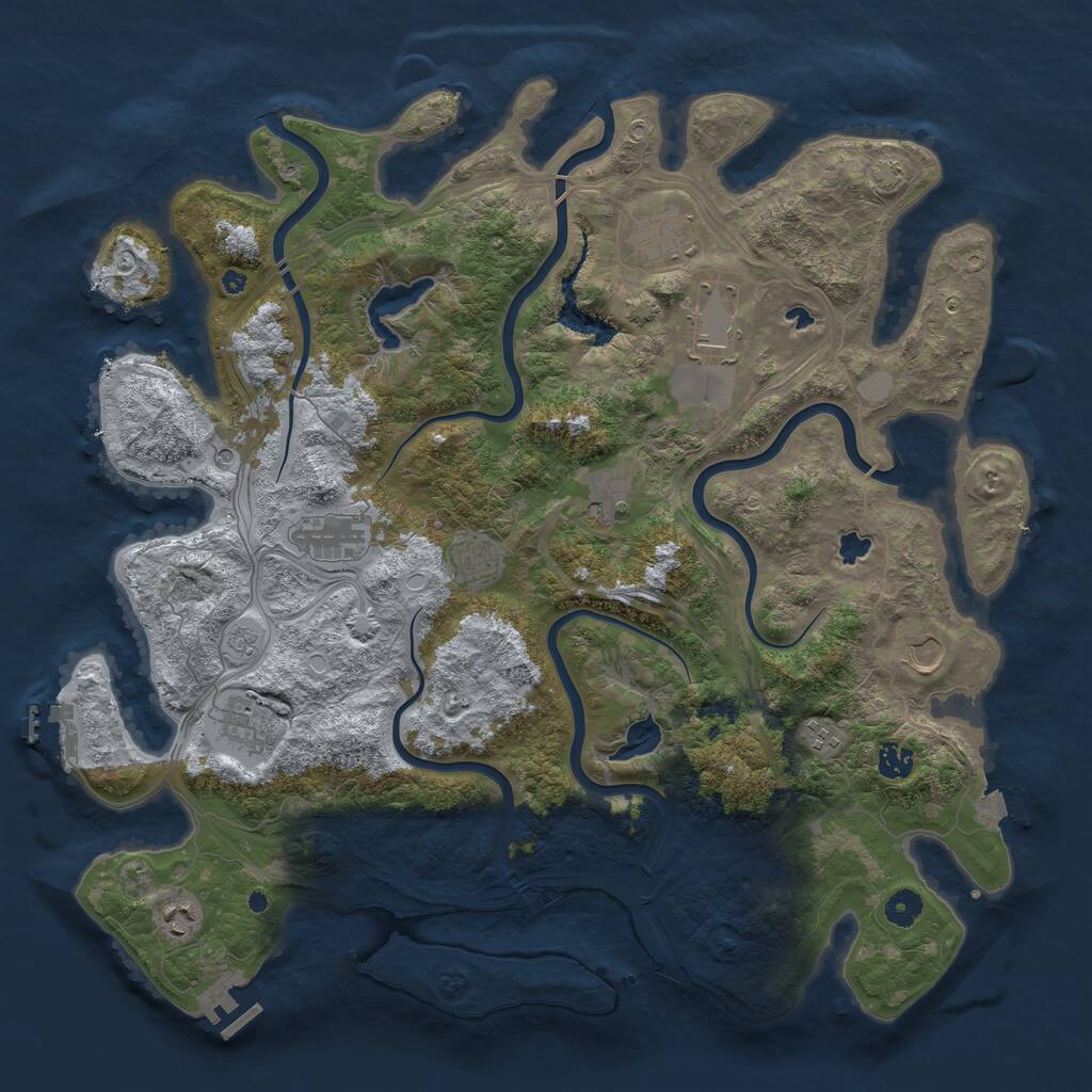 Rust Map: Procedural Map, Size: 4500, Seed: 1175713236, 16 Monuments