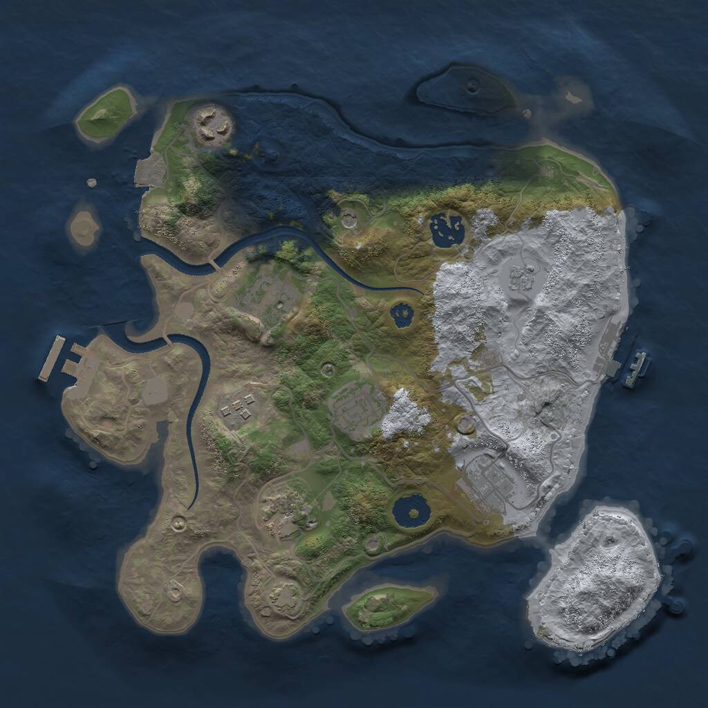 Rust Map: Procedural Map, Size: 3000, Seed: 2083586310, 13 Monuments