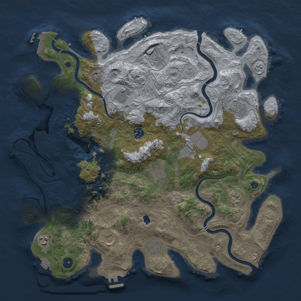 Rust Map: Procedural Map, Size: 4250, Seed: 962803682, 17 Monuments