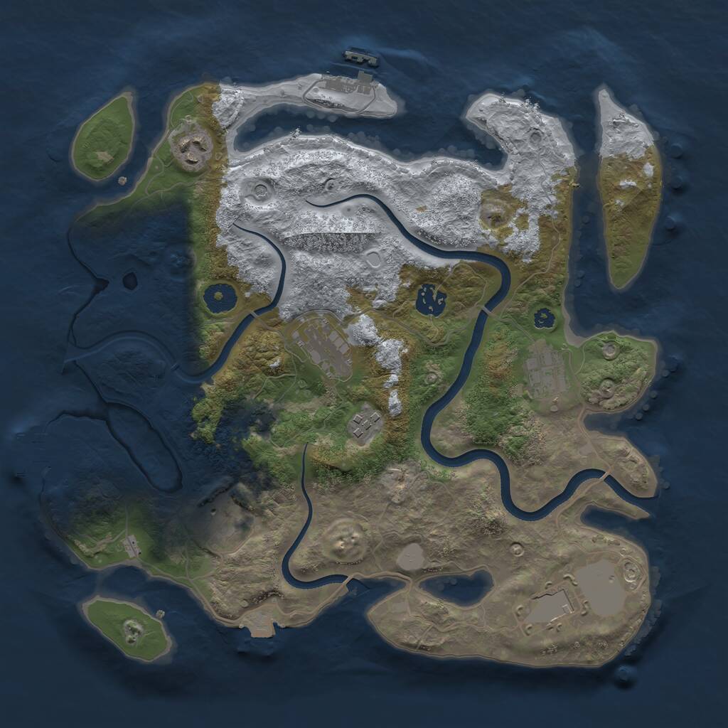 Rust Map: Procedural Map, Size: 3500, Seed: 469162579, 12 Monuments