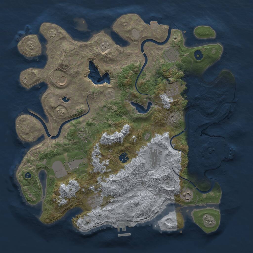 Rust Map: Procedural Map, Size: 4000, Seed: 890649100, 16 Monuments