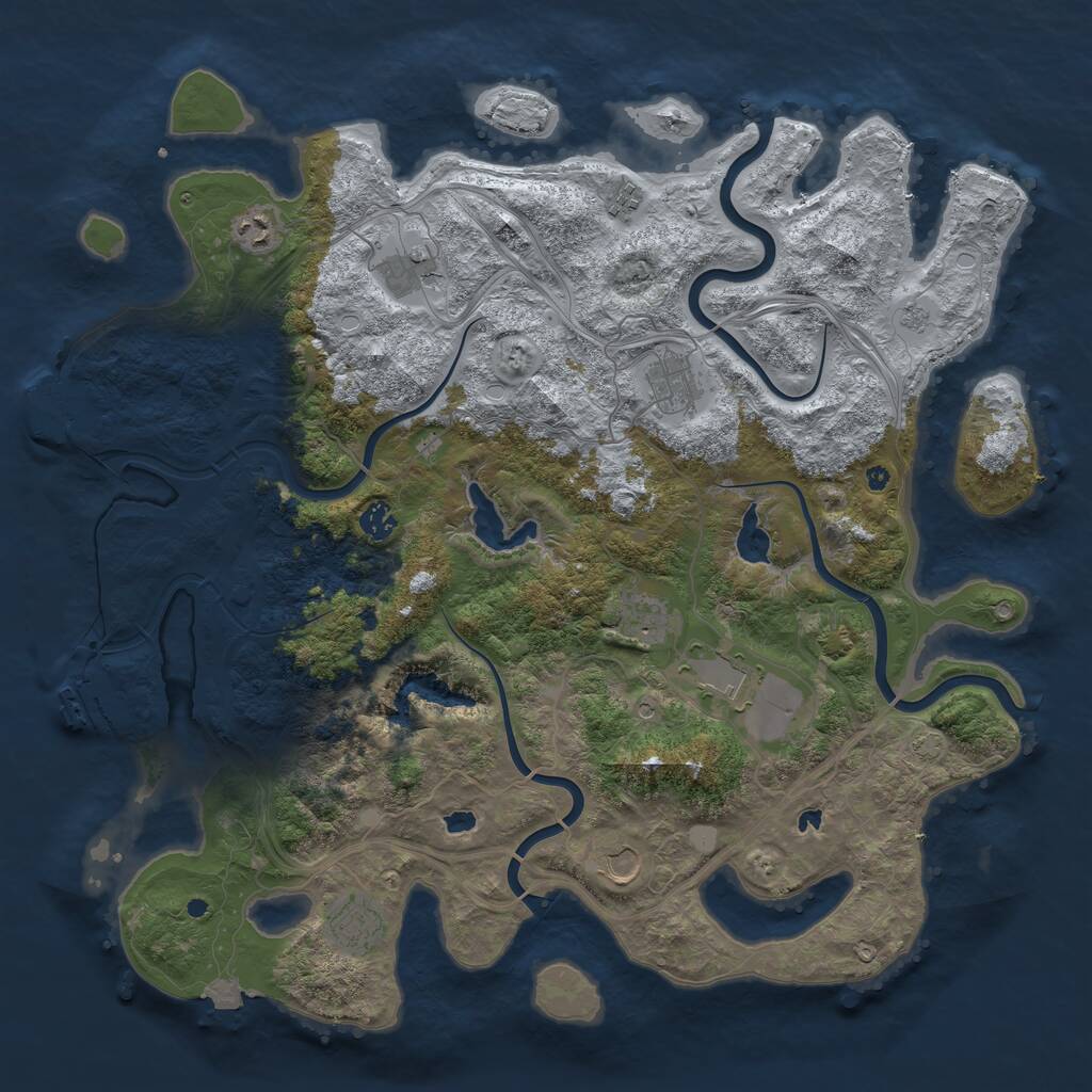 Rust Map: Procedural Map, Size: 4500, Seed: 1407126828, 15 Monuments
