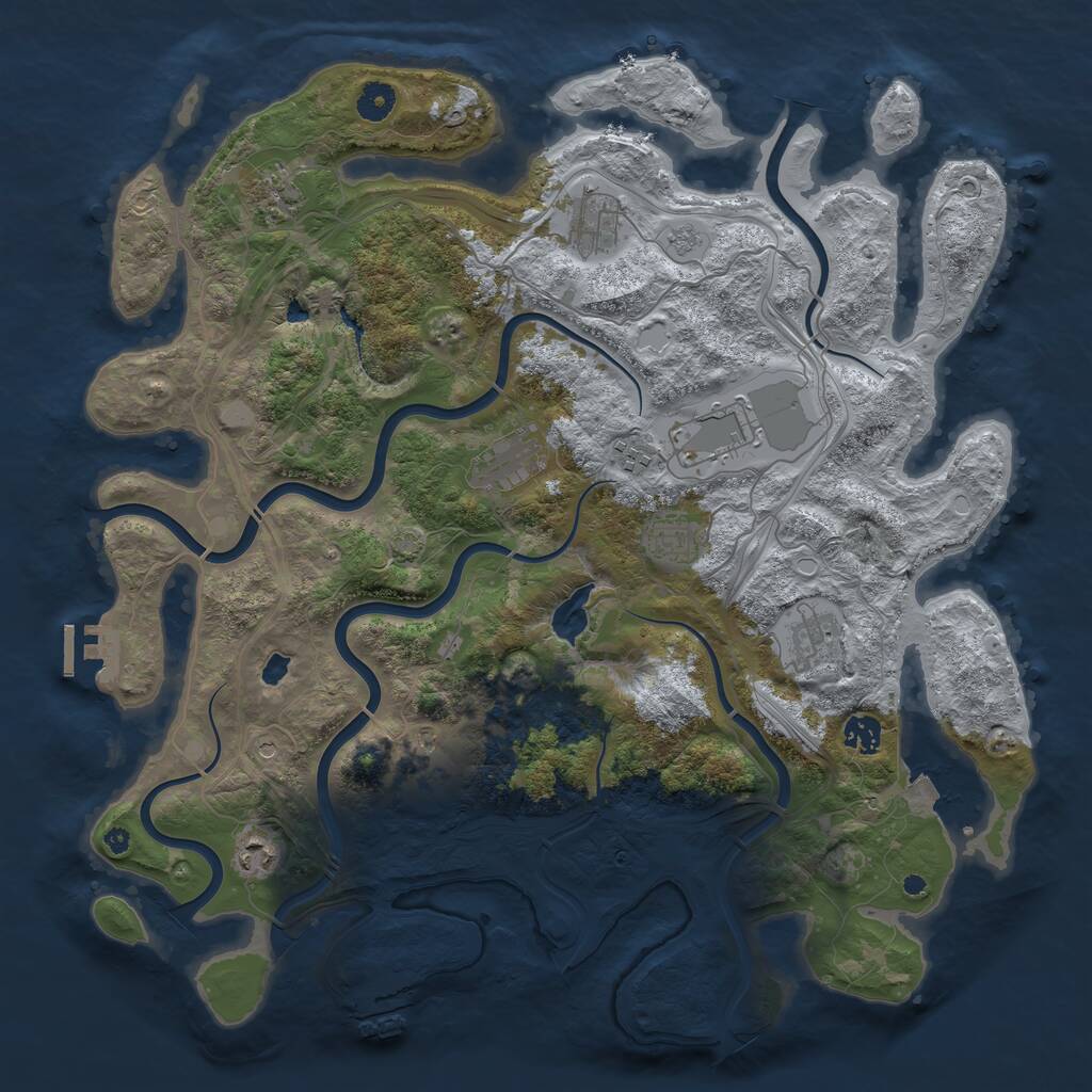 Rust Map: Procedural Map, Size: 4250, Seed: 58040117, 16 Monuments