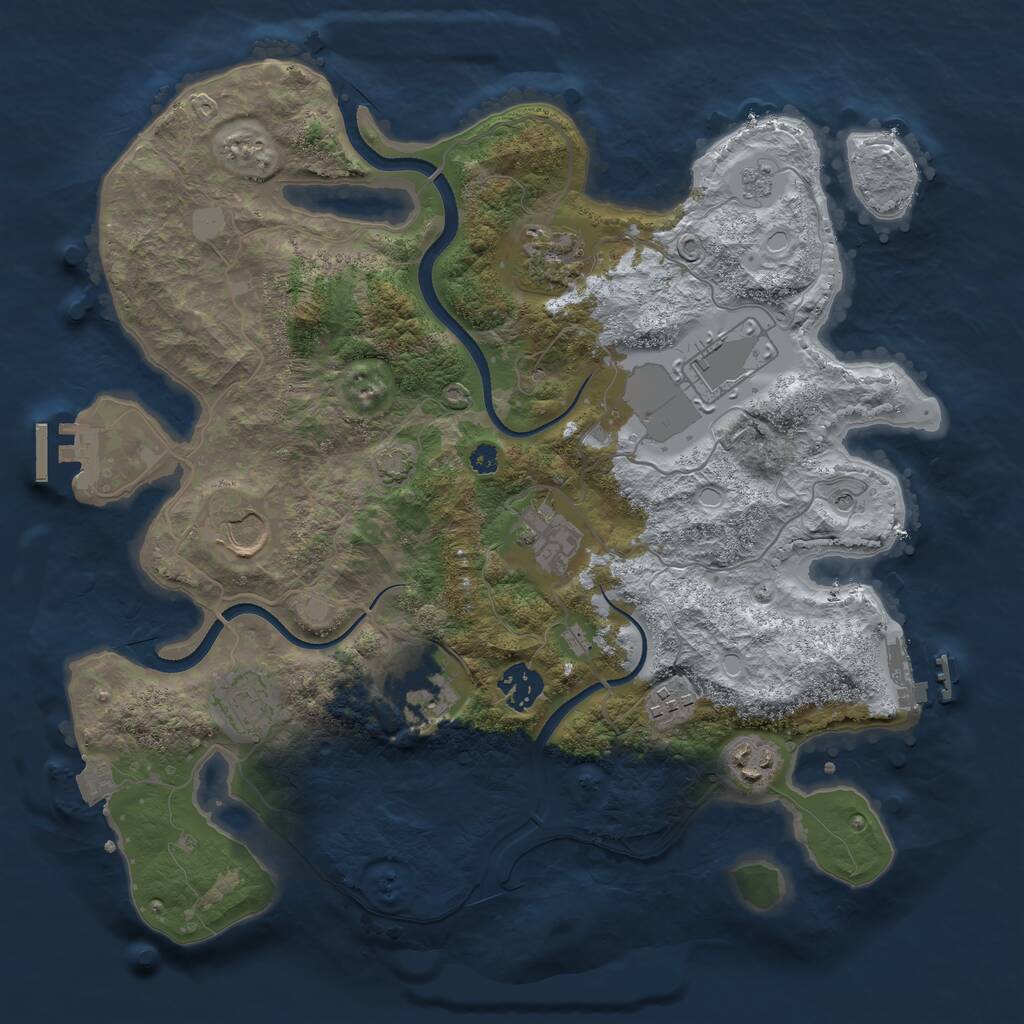 Rust Map: Procedural Map, Size: 3500, Seed: 999992, 15 Monuments