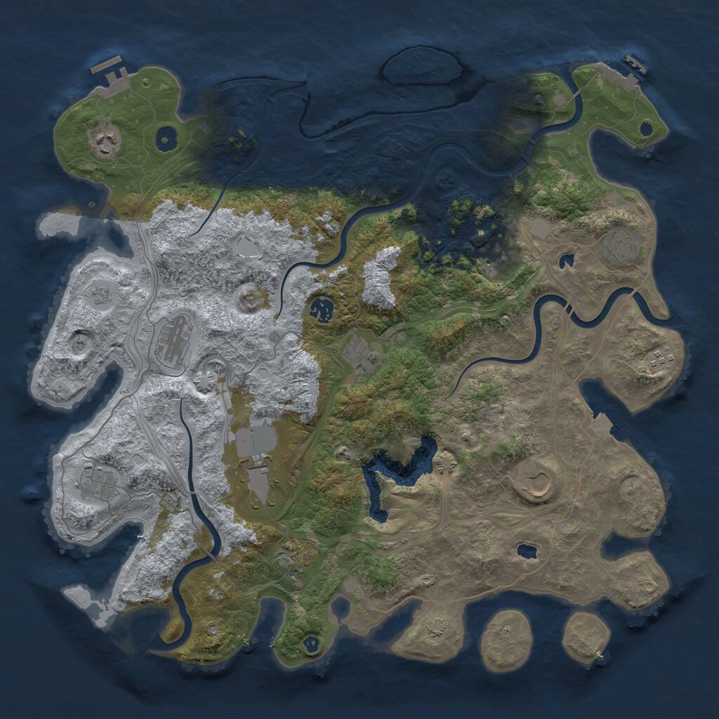Rust Map: Procedural Map, Size: 4500, Seed: 1022131263, 17 Monuments