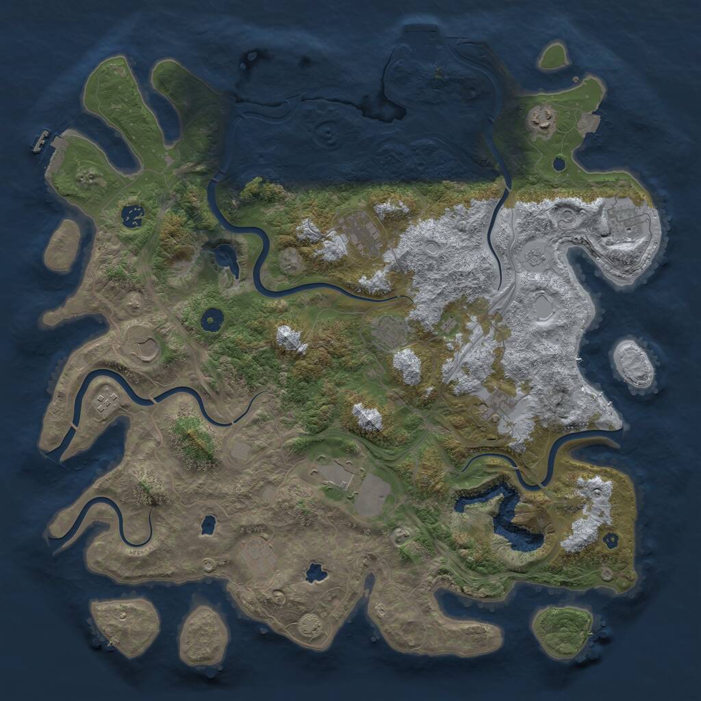 Rust Map: Procedural Map, Size: 4500, Seed: 466357713, 16 Monuments