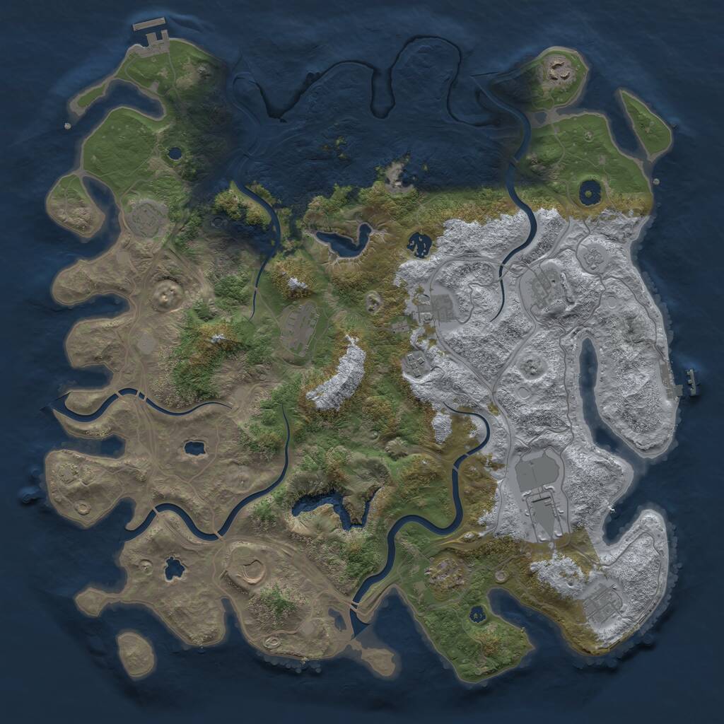 Rust Map: Procedural Map, Size: 4500, Seed: 460549895, 17 Monuments