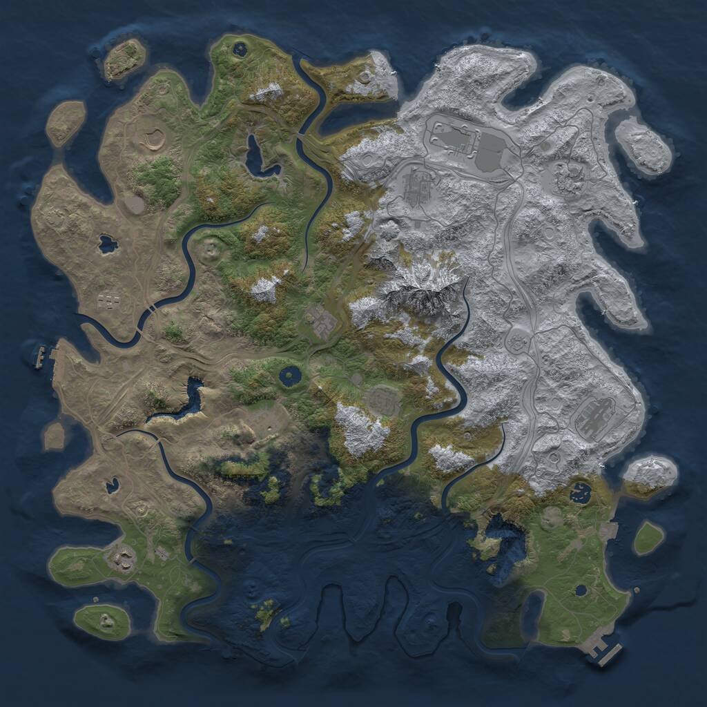 Rust Map: Procedural Map, Size: 5000, Seed: 700379949, 17 Monuments