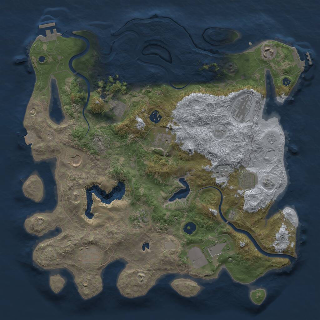 Rust Map: Procedural Map, Size: 4000, Seed: 530024547, 17 Monuments