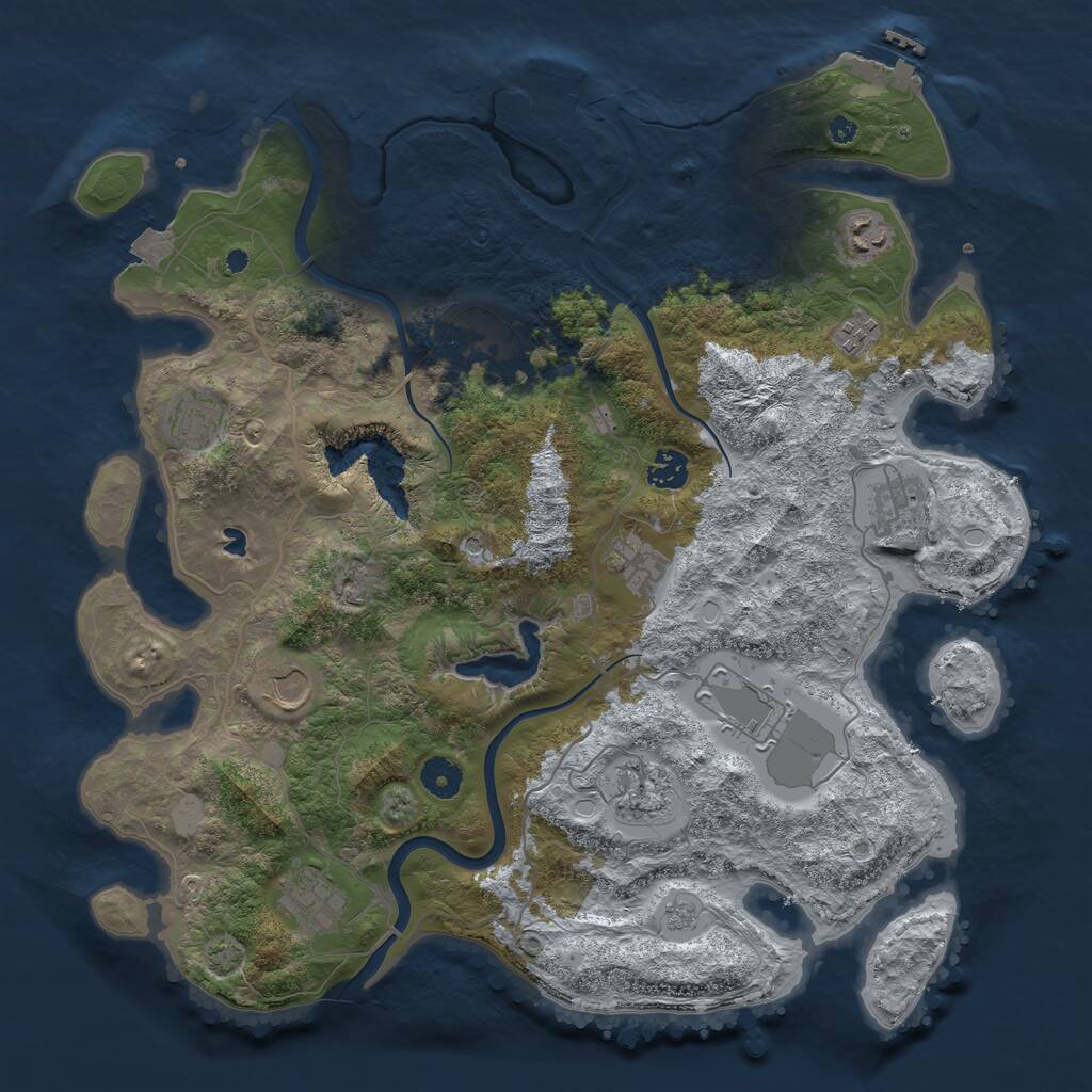 Rust Map: Procedural Map, Size: 4000, Seed: 593103559, 17 Monuments