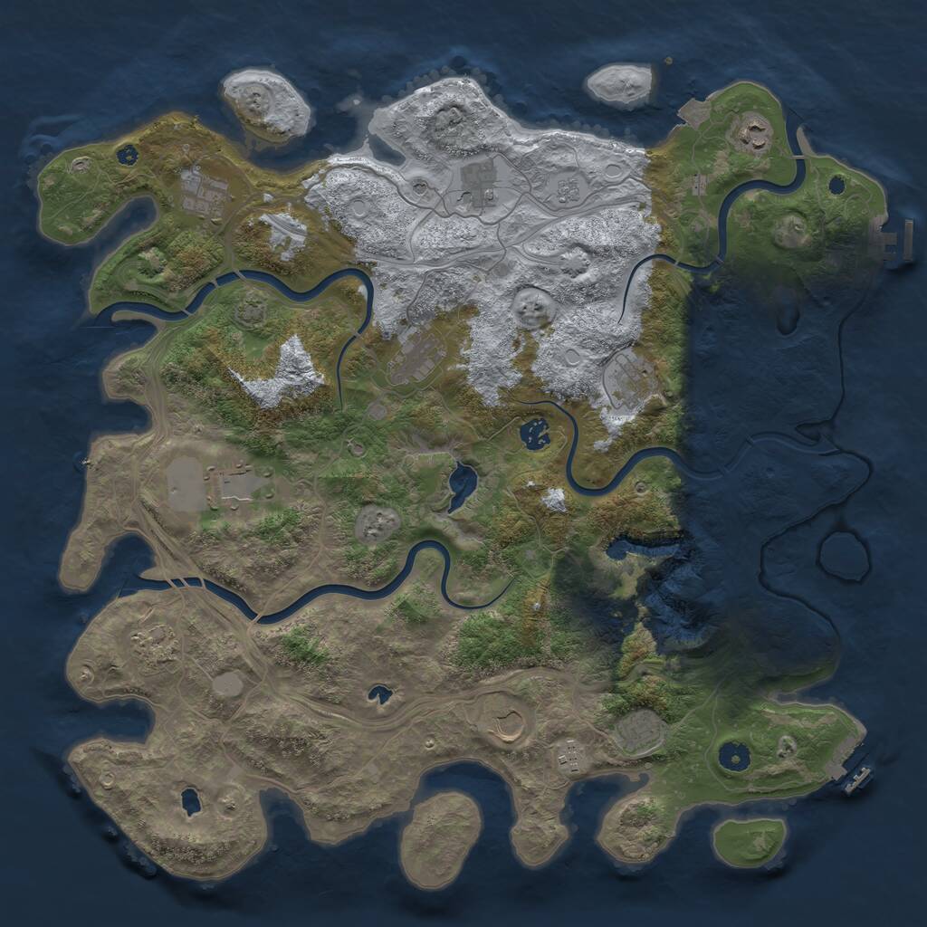 Rust Map: Procedural Map, Size: 4500, Seed: 1034048761, 17 Monuments
