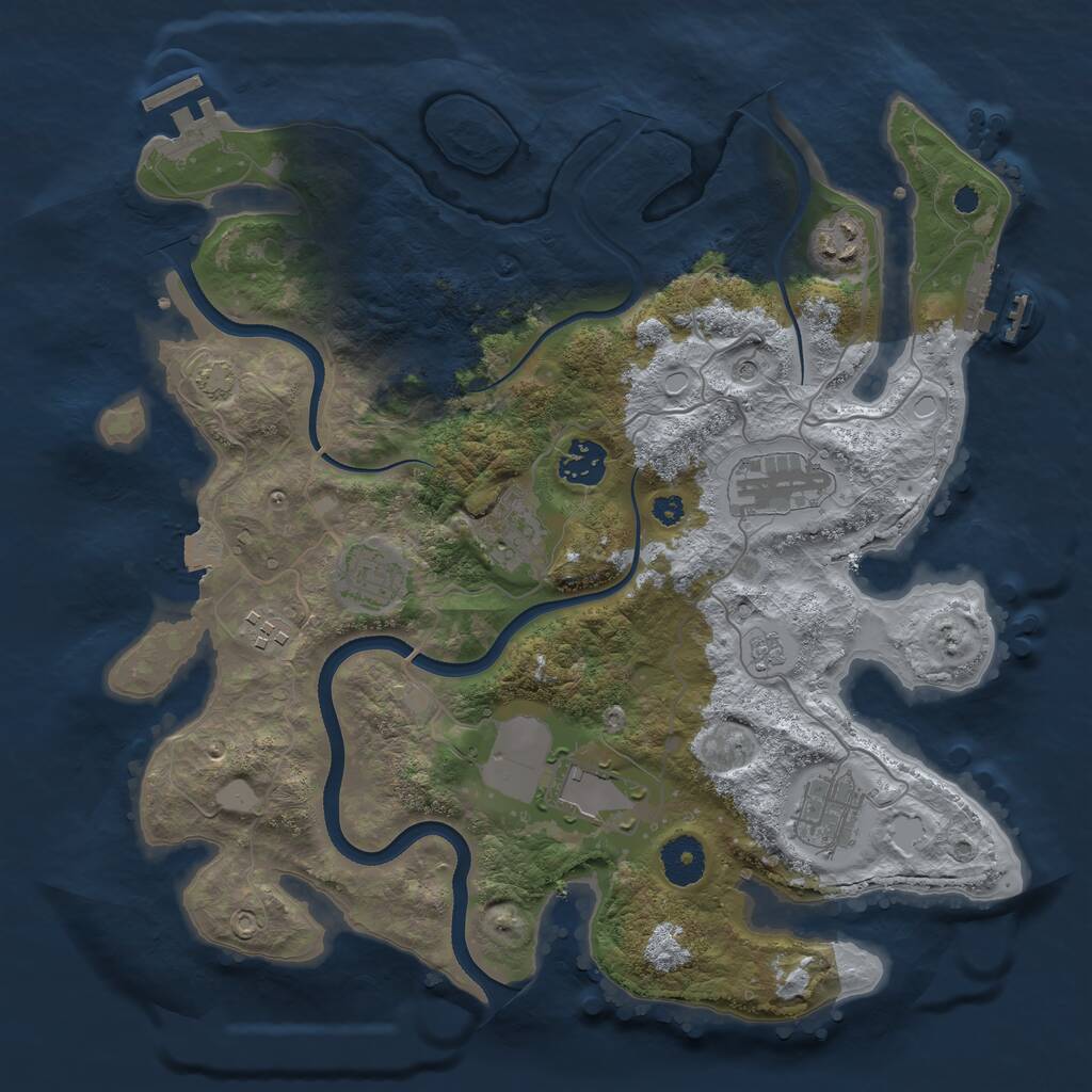 Rust Map: Procedural Map, Size: 3500, Seed: 1009511796, 14 Monuments