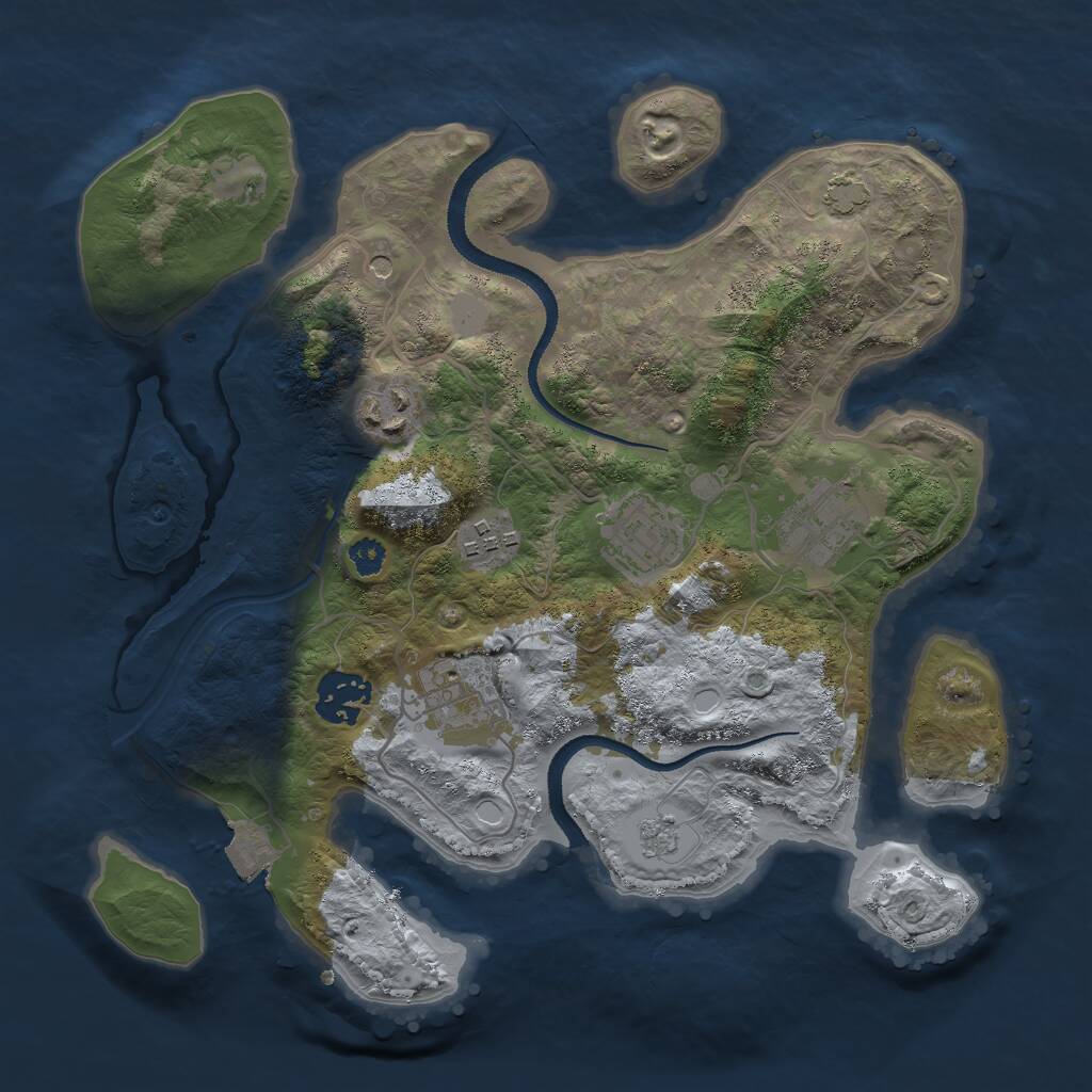 Rust Map: Procedural Map, Size: 3000, Seed: 1302433451, 10 Monuments