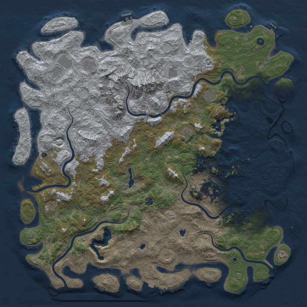 Rust Map: Procedural Map, Size: 6000, Seed: 506552154, 17 Monuments