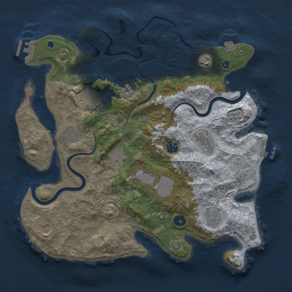 Rust Map: Procedural Map, Size: 3750, Seed: 1160802340, 16 Monuments