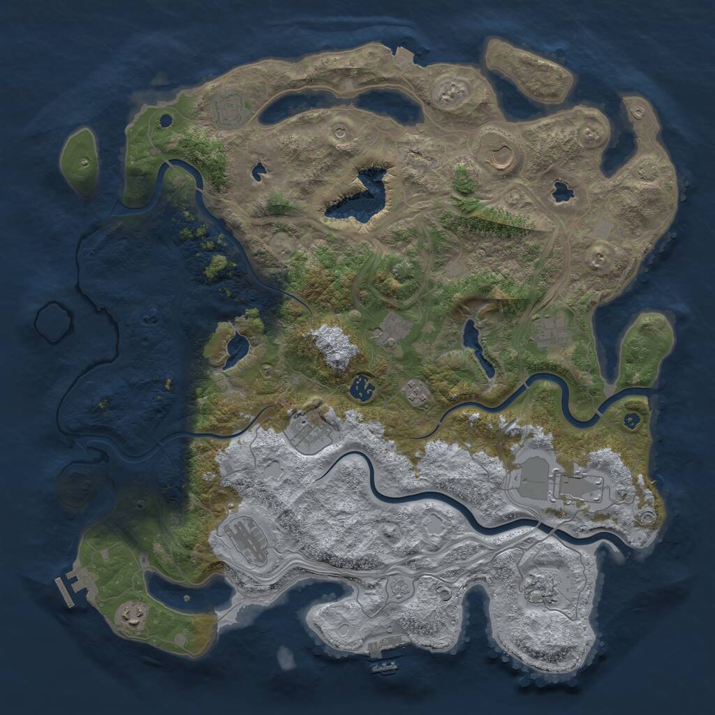 Rust Map: Procedural Map, Size: 4500, Seed: 1260250243, 17 Monuments