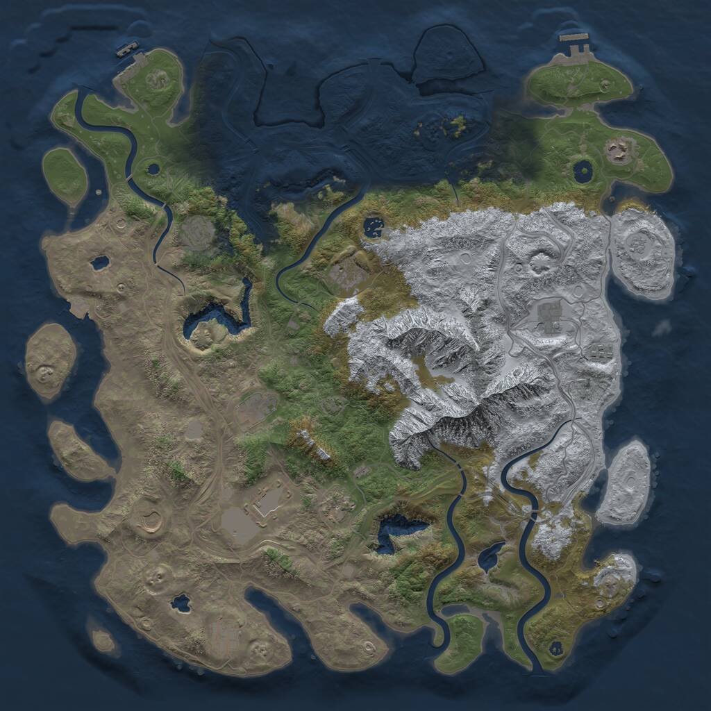 Rust Map: Procedural Map, Size: 5000, Seed: 37412, 17 Monuments
