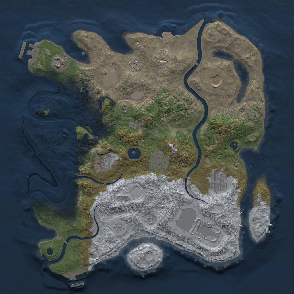 Rust Map: Procedural Map, Size: 3500, Seed: 17777777, 14 Monuments