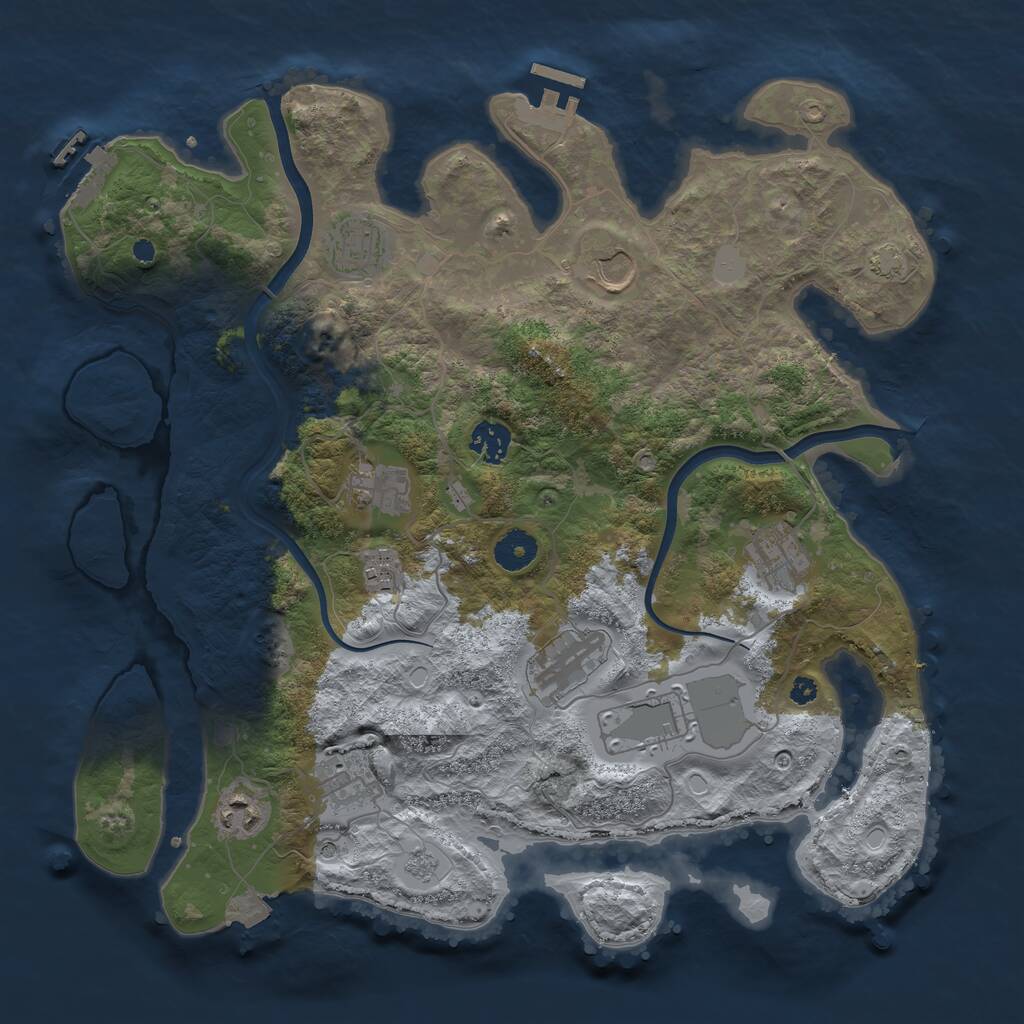 Rust Map: Procedural Map, Size: 3750, Seed: 1120418599, 16 Monuments