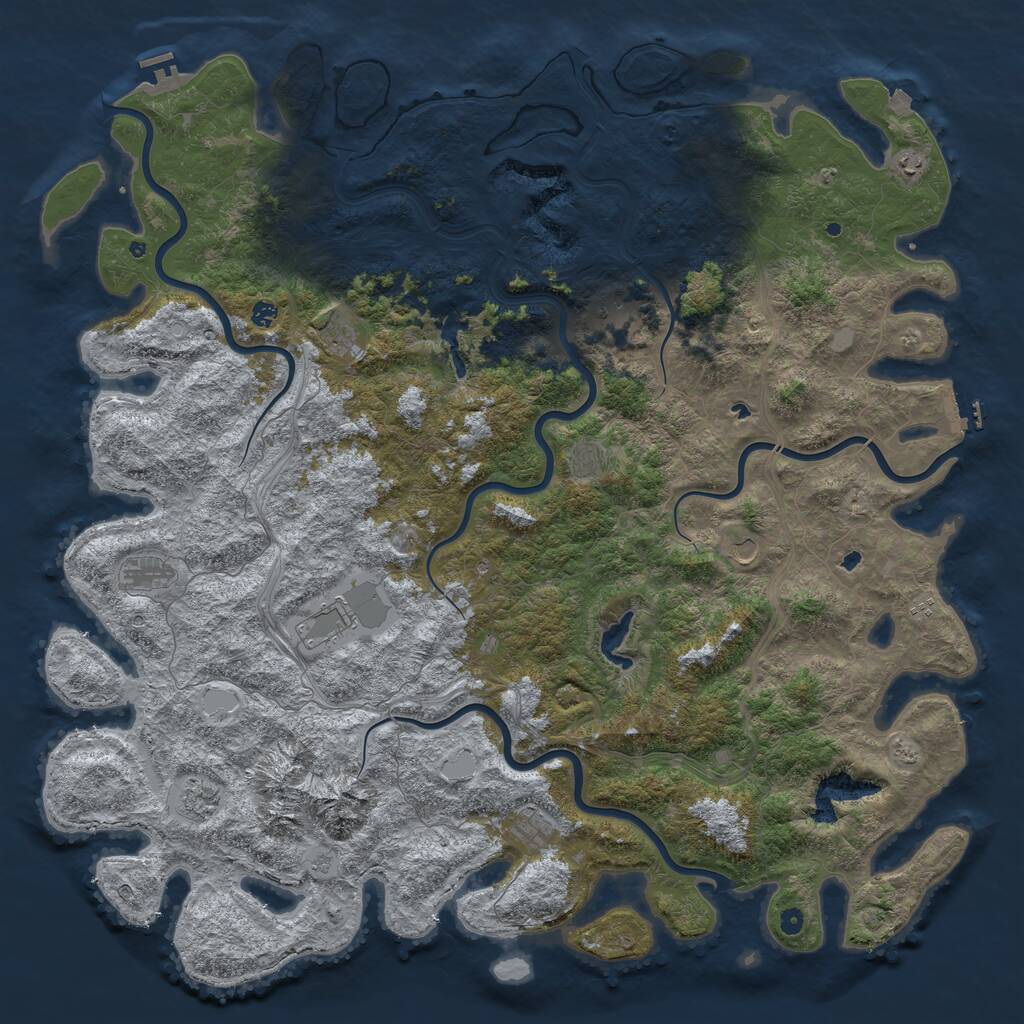 Rust Map: Procedural Map, Size: 6000, Seed: 533582276, 17 Monuments
