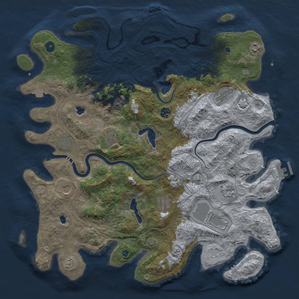 Rust Map: Procedural Map, Size: 4500, Seed: 1866741166, 16 Monuments