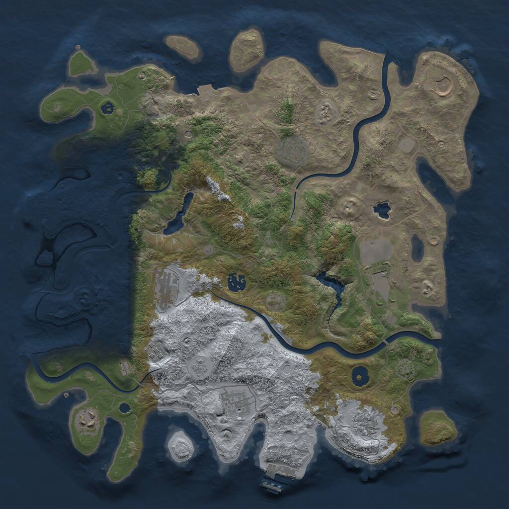 Rust Map: Procedural Map, Size: 4000, Seed: 46345, 15 Monuments