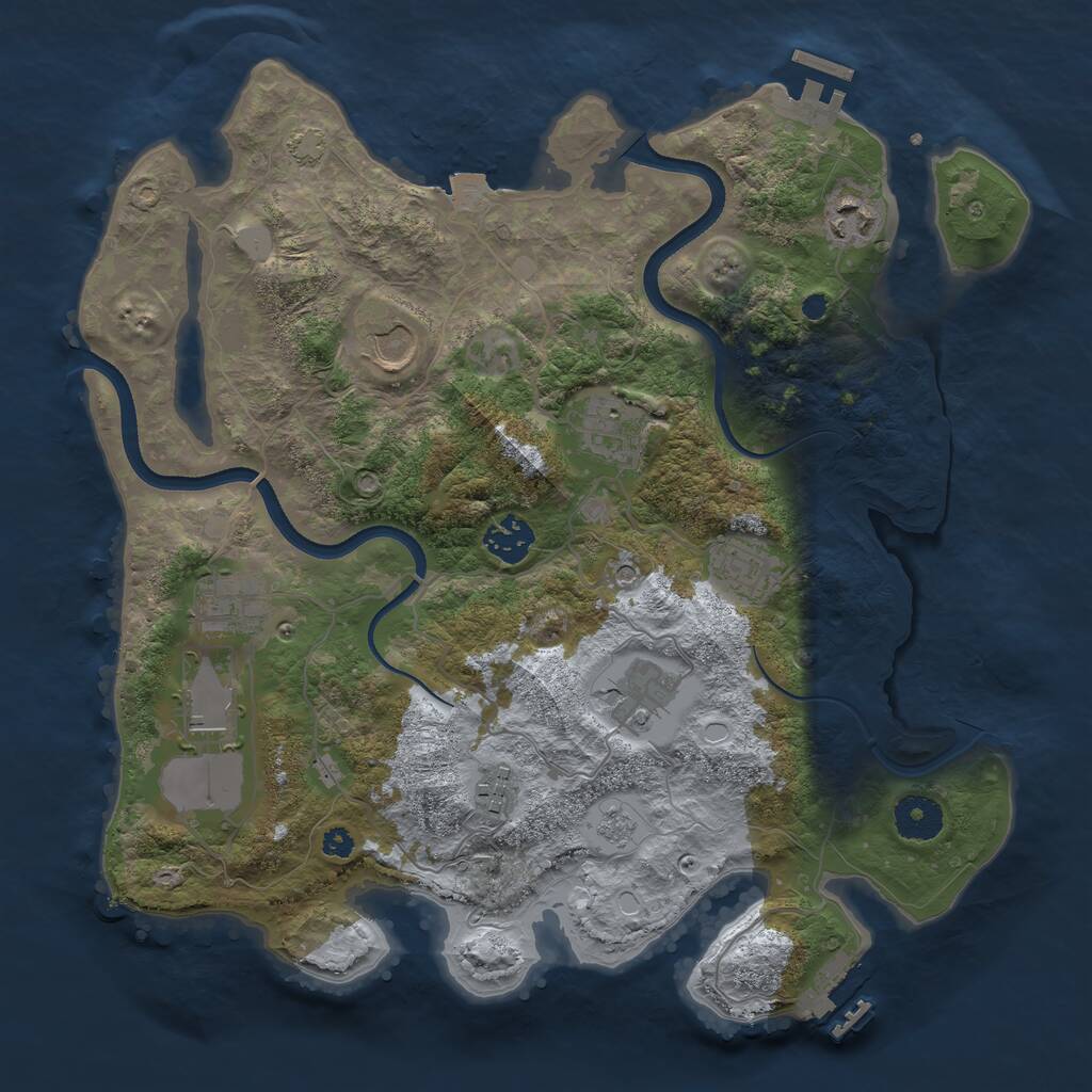 Rust Map: Procedural Map, Size: 3500, Seed: 746208898, 15 Monuments
