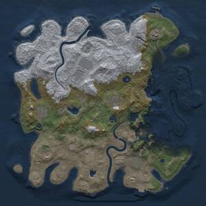 Thumbnail Rust Map: Procedural Map, Size: 4000, Seed: 32423432, 16 Monuments