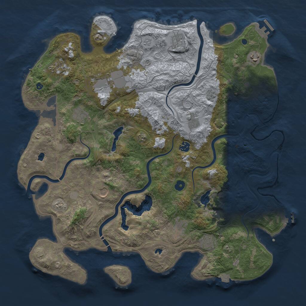 Rust Map: Procedural Map, Size: 4500, Seed: 854595542, 17 Monuments